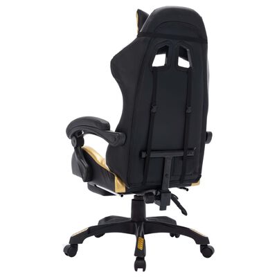 vidaXL Fotel dla gracza z RGB LED, złoto-czarny, sztuczna skóra
