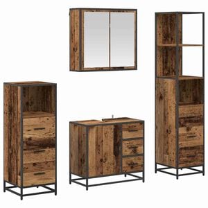 vidaXL Zestaw mebli łazienkowych z szufladą z p&oacute;łką 4 pcs Stare drewno