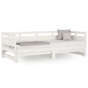 vidaXL Ł&oacute;żko wysuwane, lite drewno sosnowe, białe, 2x(90x200) cm