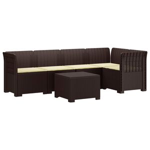 vidaXL 5-osobowa sofa ogrodowa z poduszkami w stylu rattanowym PP