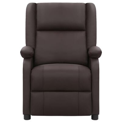 vidaXL Rozkładany fotel masujący, elektryczny, brązowa skóra naturalna