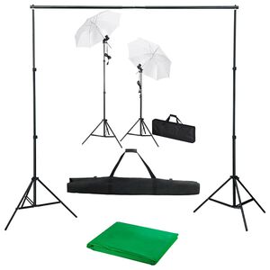 vidaXL Fotograficzny zestaw studyjny z tłem, lampami i parasolkami