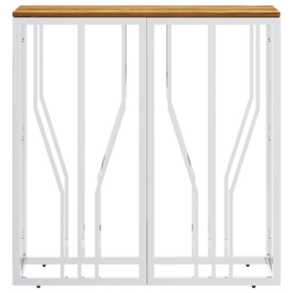 vidaXL Stolik konsolowy, srebrny, stal nierdzewna i drewno akacjowe