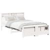 vidaXL Ramka ł&oacute;żka z p&oacute;łką Biały 140 x 190 cm Lite drewno sosnowe