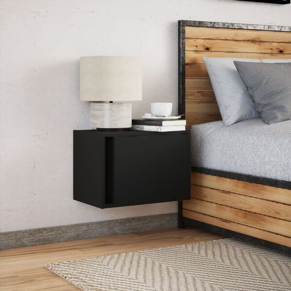 vidaXL Wisząca szafka nocna z podświetleniem LED, czarna