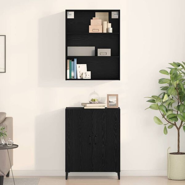 vidaXL Highboard Czarny Dąb 69,5 x 32,5 x 180 cm