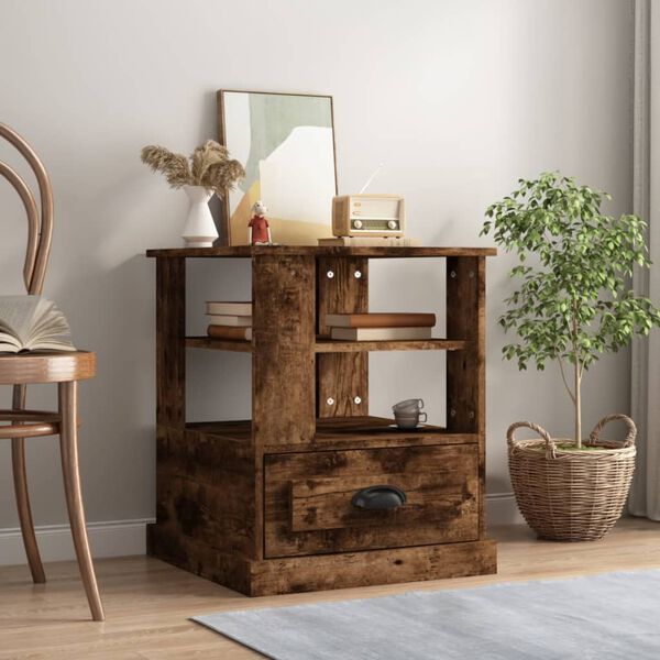 vidaXL Stolik boczny, przydymiony dąb, 50x50x60 cm