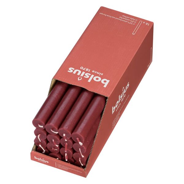Bolsius Świece stołowe Shine, 16 szt., 27 cm, aksamitna czerwień