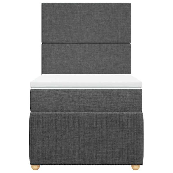 vidaXL Ł&oacute;żko kontynentalne z materacem, ciemnoszara tkanina 90x190 cm