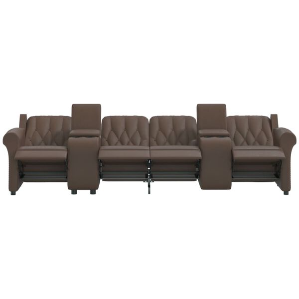 vidaXL Rozkładany fotel masujący z uchwytem, 4-os., brązowy, ekoskóra