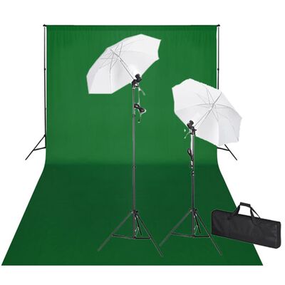 vidaXL Zestaw do studia fotograficznego: zielone tło 6 x 3 m i światła