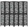 vidaXL Parawan pokojowy, 6-panelowy, czarny, lite drewno paulowni