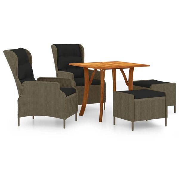 vidaXL 5-częściowy zestaw mebli ogrodowych, brązowy