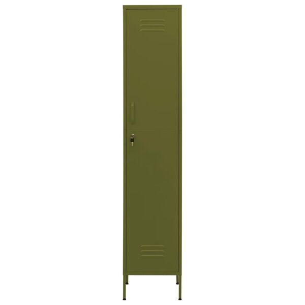 vidaXL Szafka, oliwkowa, 35x46x180 cm, stalowa