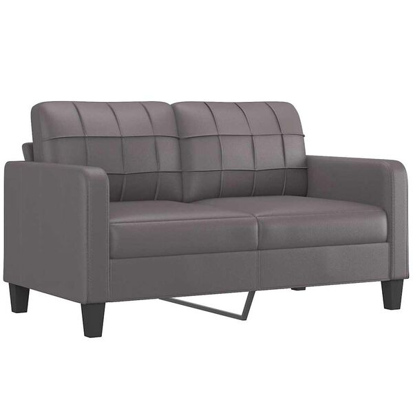 vidaXL 2-osobowa sofa, szary, 140 cm, sztuczna sk&oacute;ra