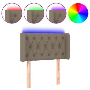 vidaXL Zagł&oacute;wek do ł&oacute;żka z LED, taupe, 83x16x78/88 cm, tkanina