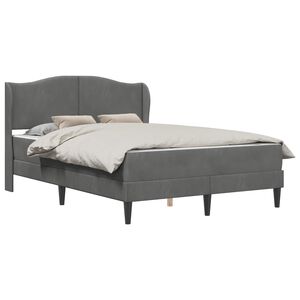 vidaXL Ramka ł&oacute;żka Z zagł&oacute;wkiem ciemnoszary 140 x 190 cm Welur