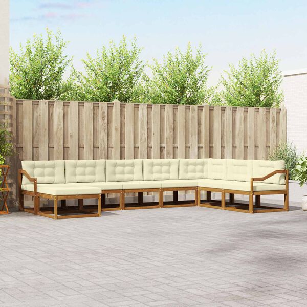 vidaXL Zestaw sof na zewnątrz z poduszką 8 pcs Naturalny i Kremowy