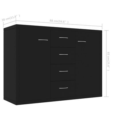 vidaXL Szafka, czarna, 88 x 30 x 65 cm, płyta wiórowa