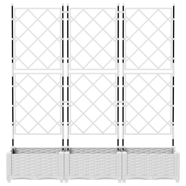 vidaXL Doniczka ogrodowa 3 pcs Biały 120 x 40 x 125,5 cm Stal