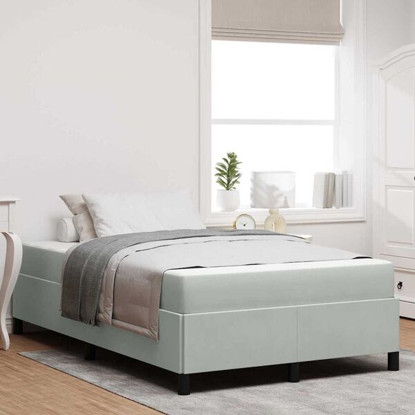 vidaXL Ramka ł&oacute;żka z materacem Jasnoszary 120 x 200 cm tkanina