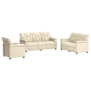 vidaXL Zestaw Sof 3 pcs kremowy Ekosk&oacute;ra