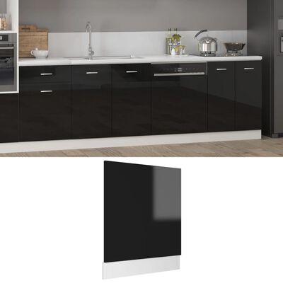 vidaXL Panel do zabudowy zmywarki, wysoki połysk, czarny, 59,5x3x67 cm