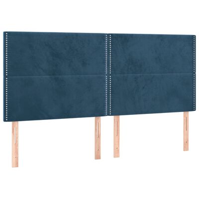 vidaXL Rama łóżka z zagłówkiem, ciemnoniebieska, 200x200 cm, aksamitna