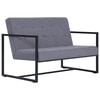 vidaXL 2-osobowa sofa z podłokietnikami, jasnoszara, stal i tkanina