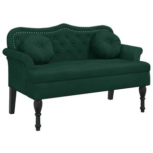 vidaXL Ławka z poduszkami Ciemnozielona 120,5x65x75 cm Aksamit