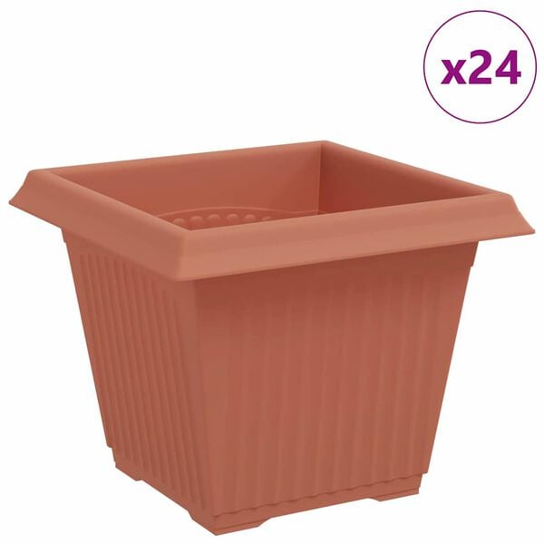vidaXL Kwadratowa doniczka na kwiaty 24 pcs Czerwony ceglasty