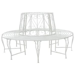 vidaXL Ławka Drzewna 8-Liczba miejsc &Oslash; 160 x 89 cm Stal Antyczna biel