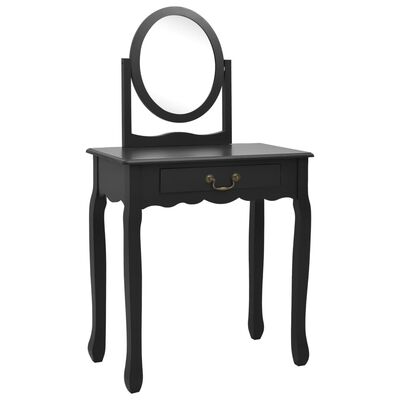vidaXL Toaletka ze stołkiem, czarna, 65x36x128 cm, drewno paulowni MDF