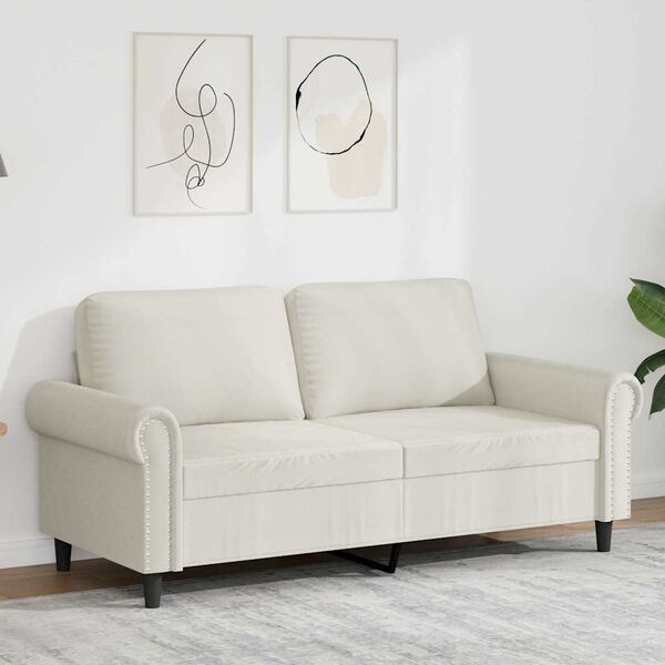 vidaXL Sofa 2-osobowa, kremowy, 140 cm, tapicerowana aksamitem