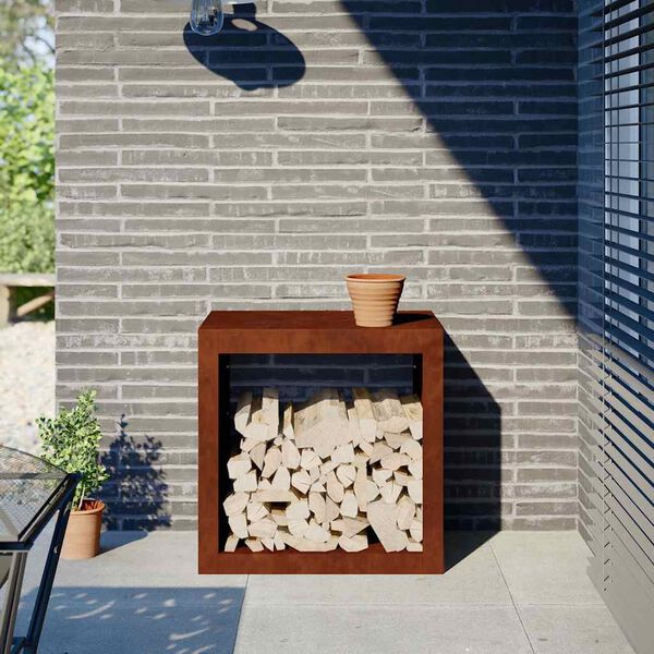 vidaXL Stojak na drewno opałowe 60x40x60 cm Stal kortenowska