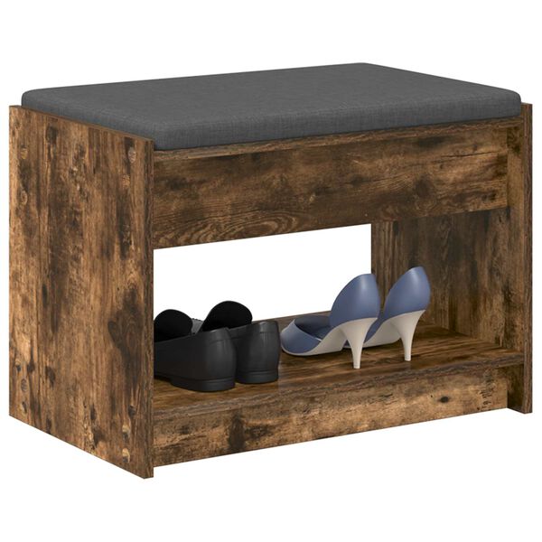 vidaXL Ławka w przedpokoju z poduszką Dąb Wędzony 63 x 38 x 45 cm