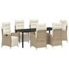 vidaXL Zestaw do jadalni w ogrodzie z poduszką 7 pcs Beżowy polirattan