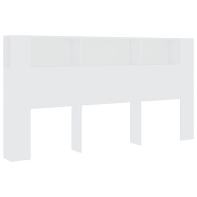 vidaXL Wezgłowie łóżka z półkami, białe, 200x18,5x104,5 cm