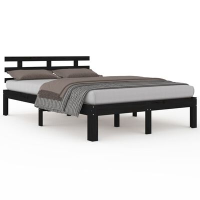 vidaXL Rama łóżka, czarna, lite drewno, 180x200 cm, Super King