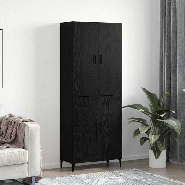 vidaXL Highboard 2 pcs Czarny Dąb Materiał drewnopochodny