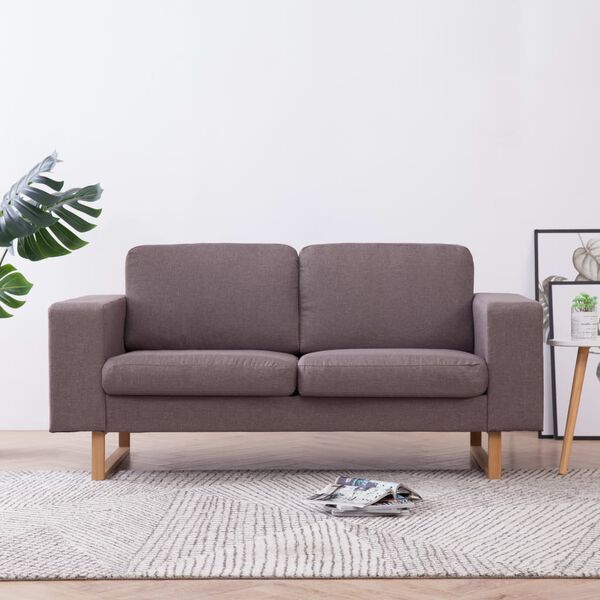 vidaXL Sofa 2-osobowa, tapicerowana tkaniną, taupe