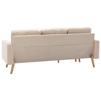 vidaXL 3-osobowa sofa z podnóżkiem, kremowa, tapicerowana tkaniną