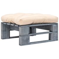 vidaXL Ogrodowy stołek z palet z piaskową poduszką, szare drewno