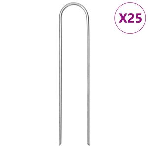 vidaXL Kołki gruntowe w kształcie litery U, 25 szt., 15x3,5 cm, stal