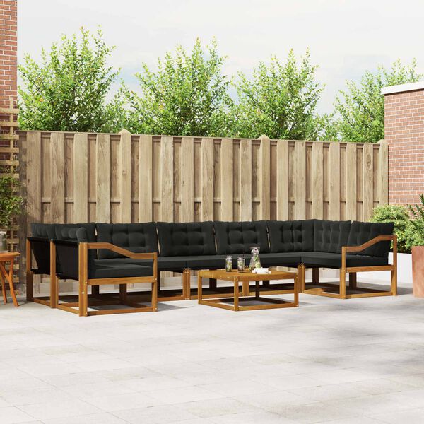 vidaXL Zestaw sof na zewnątrz z poduszką 8 pcs Naturalny i czarny