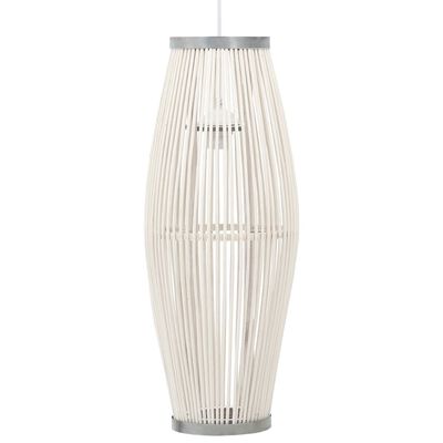 vidaXL Lampa wisząca, biała, wiklinowa, 40 W, 23x55 cm, owalna, E27