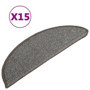 vidaXL Maty na schody 15 szt. 56x17x3 cm Szare p&oacute;łokrągłe