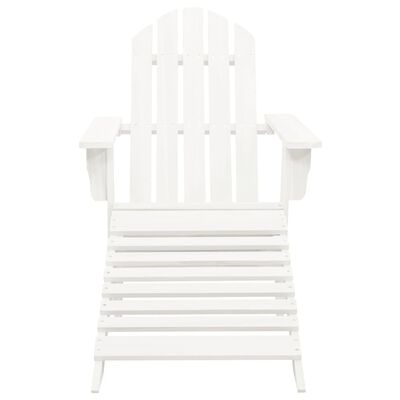 vidaXL Krzesło ogrodowe z podnóżkiem, drewniane, białe