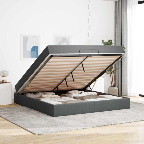 vidaXL Rama ł&oacute;żka z materacem 2 pcs Przygaszony Szary tkanina