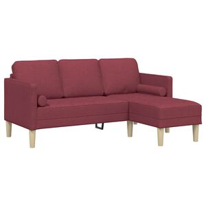 vidaXL Zestaw Sof Czerwone wino 173 x 131 x 67 cm Poliester